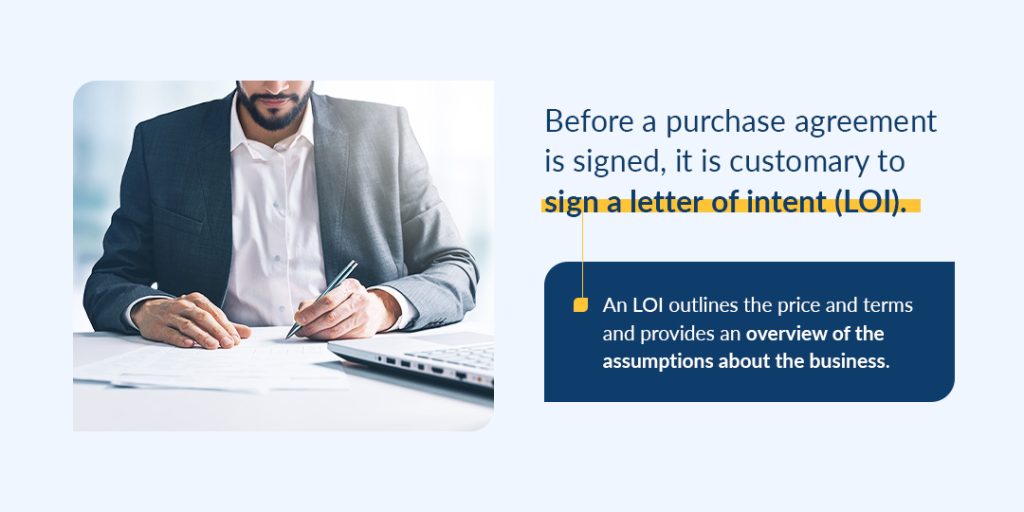 Before a purchase agreement is signed, it is customary to sign a LOI