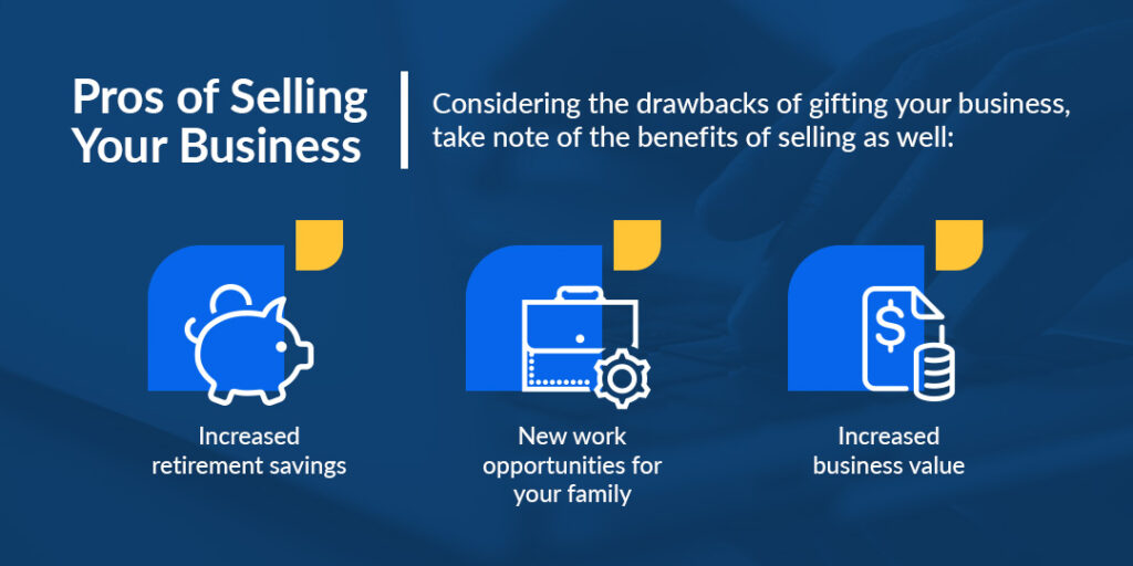 pros of selling your business infographic