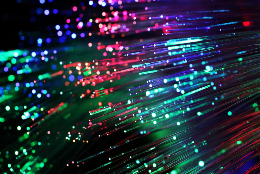 Fiber Optics in red, blue, and green colors.