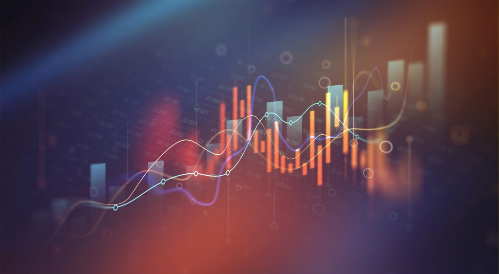 Business growth graph chart and success financial arrow up. Development graph profit and investment