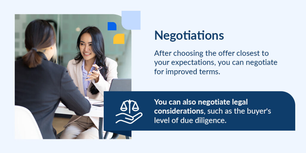 negotiations after choosing the offer closest to your expectations